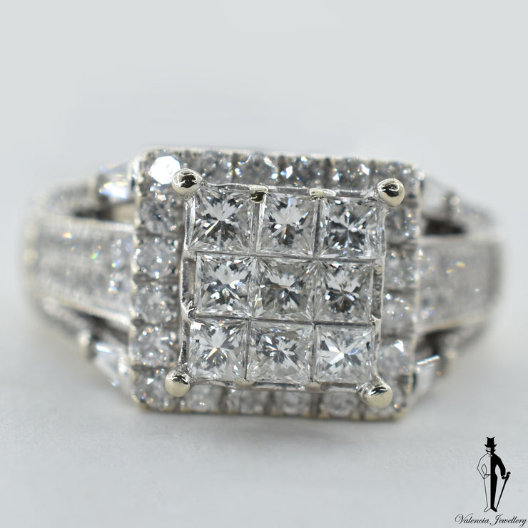 14K White Gold I1 Diamond (1.50 CT.) Halo Style Engagement Ring