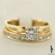 14K Yellow Gold SI2 Diamond (0.39 CT.) Channel Setting Engagement Ring and Band