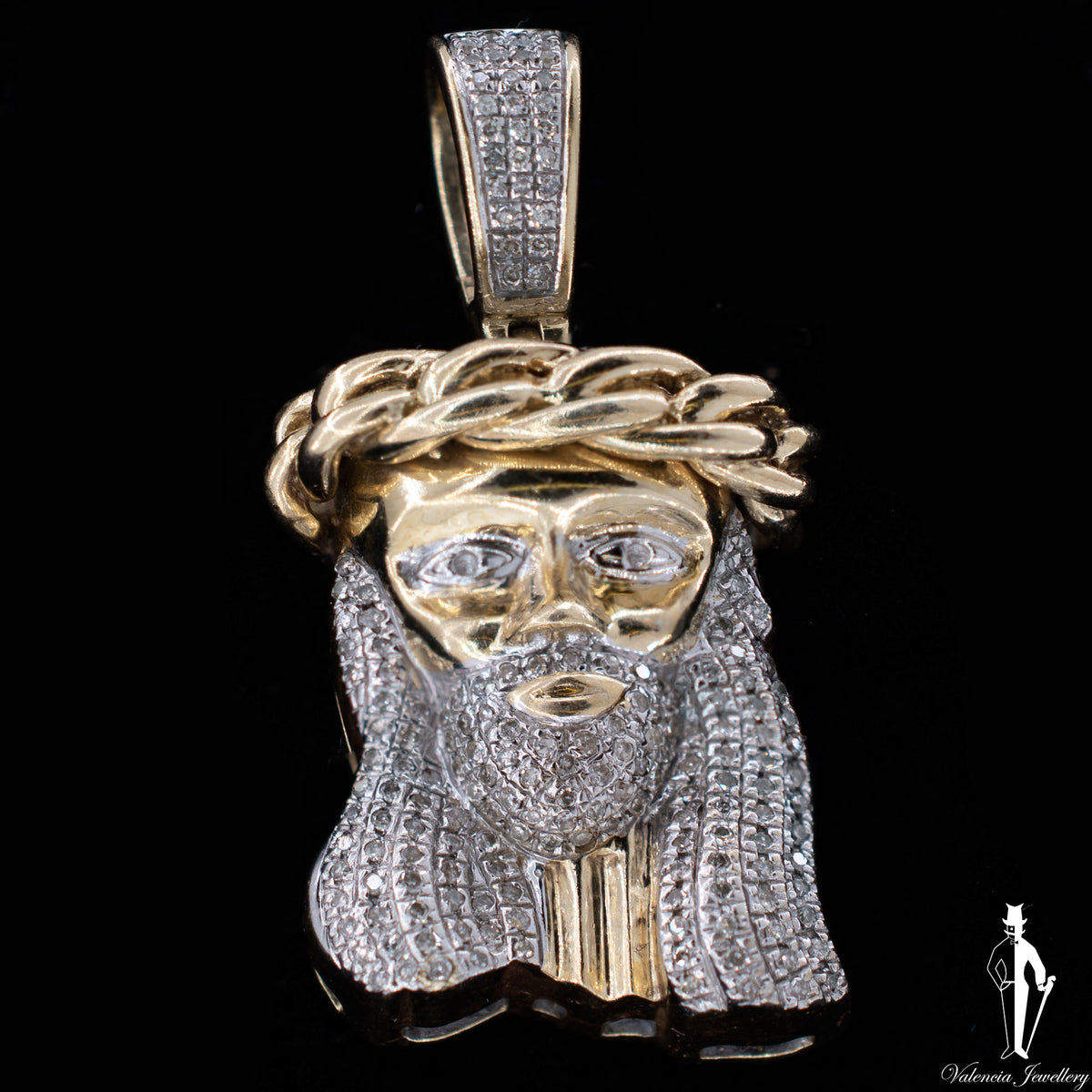 Diamond and 10K Yellow Gold Jesus Pendant – Valencia Jewellery