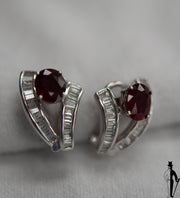 1.0 CT. Diamond and 2.20 CT. Ruby Earrings in 18K White Gold