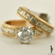 14K Yellow and White Gold I2 Diamond (1.25 CT.) Solitaire Engagement Ring and Band