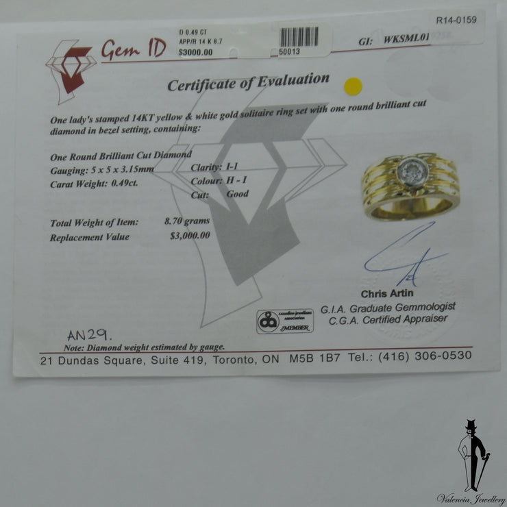0.49 CT. (I1) Diamond Unisex Fancy Ring 14K Yellow and White Gold