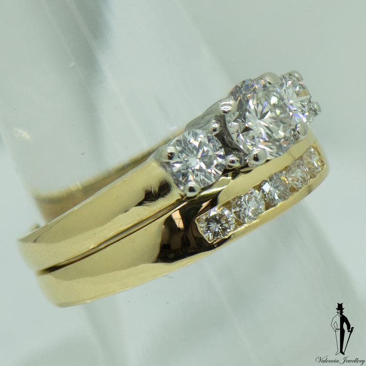 1.25 CT. (SI-I1) Diamond Ring and Band Set in 18K Yellow and White Gold