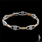 7.5 Inch 10K Two Tone Gold Bracelet with Cubic Zirconia