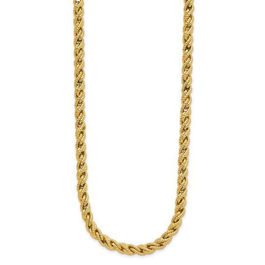 HERCO 18K Gold Polished Textured and Twisted 18” Rope Necklace