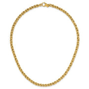 HERCO 18K Yellow Gold Polished Textured and Twisted 18” Rope Chain Necklace