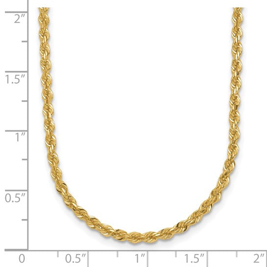 Herco 18K Yellow Gold Polished 2.5mm Solid Rope Chain Necklace