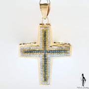 14K Hand Assembled Diamond Cross Pendant