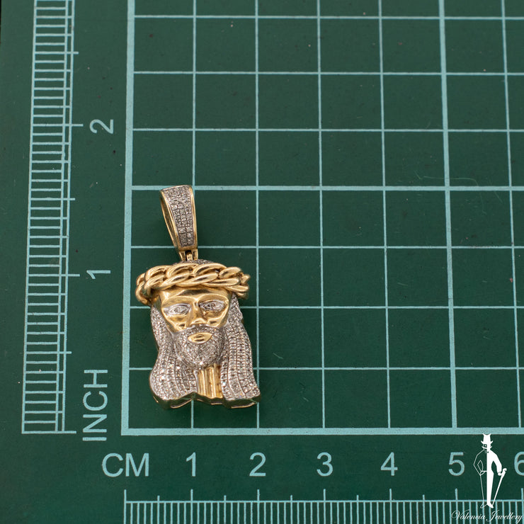 Diamond and 10K Yellow Gold Jesus Pendant