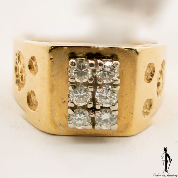 0.24 CT. (SI1-SI2) Diamond Gentlemen Ring in 14K Yellow and White Gold