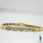 1.10 CT. Emerald and Diamond Bracelet set in 14K Yellow Gold