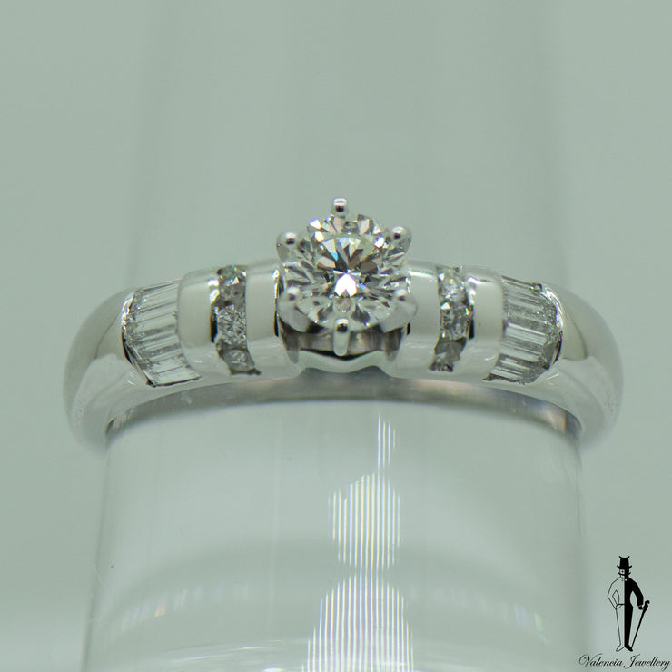 0.78 CT. (SI-SI2) Diamond Engagement Ring in 18K White Gold
