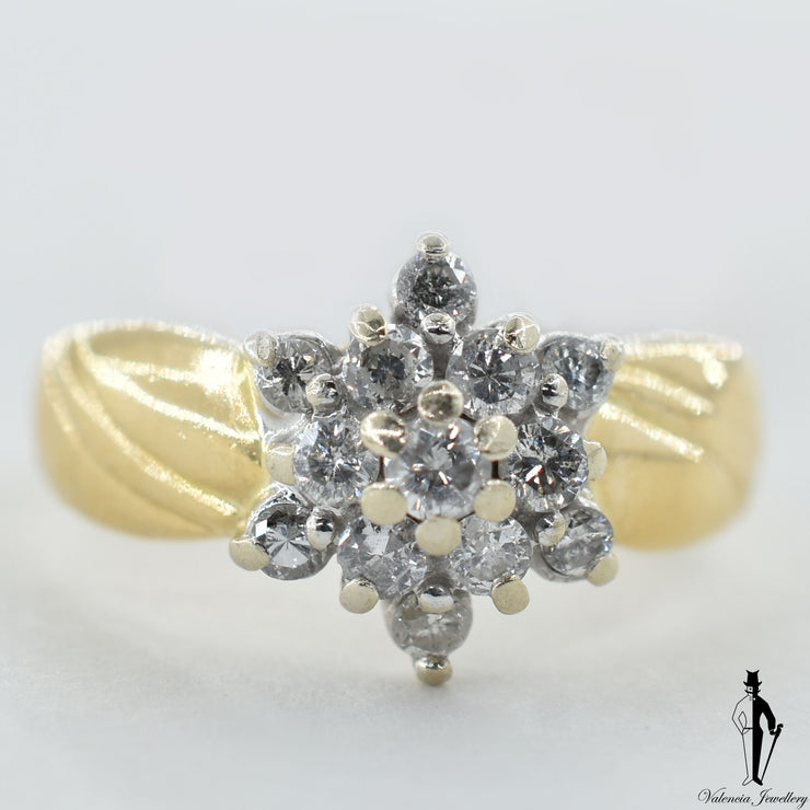 14K Yellow and White Gold SI2 Diamond (0.36 CT.) Cluster Style Ring