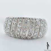 14K White Gold SI2-I1 Diamond (0.50 CT.) Dome Style Milligrain Pattern Ring