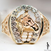 0.20 CT. (VS-SI) Diamond Gentlemen Horse Ring in 14K Yellow and White Gold