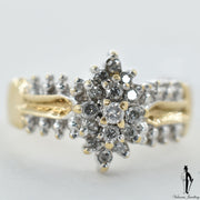 10K Yellow and White Gold I1 Diamond (0.22 CT.) Cluster Style Ring