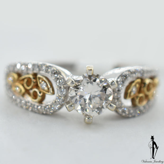 14K Yellow and White Gold SI2 Diamond (0.63 CT.) Solitaire Engagement Ring