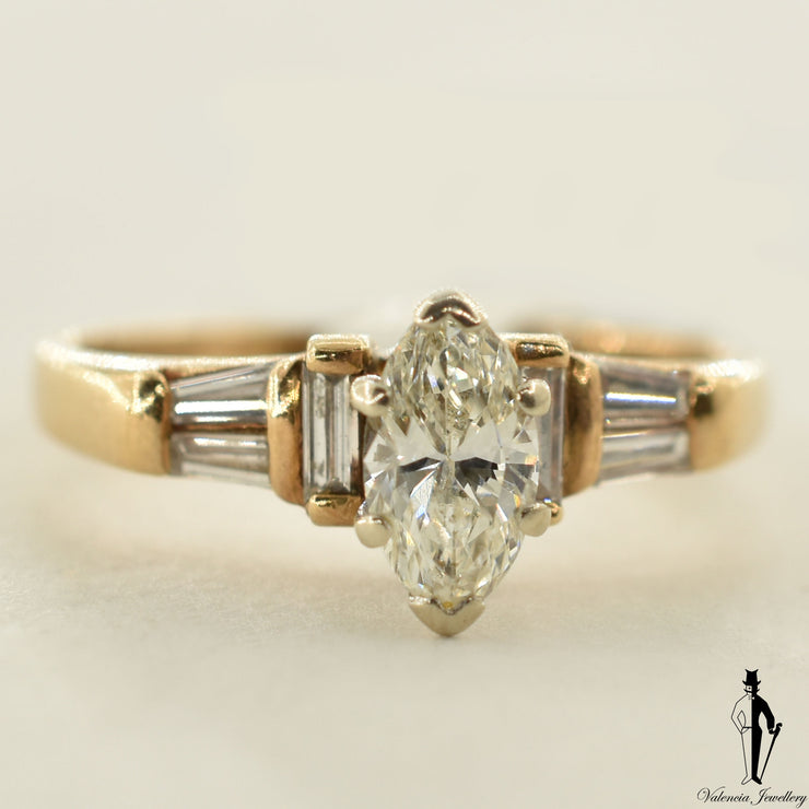 14K Yellow Gold VS Diamond (0.70 CT.) Shoulder Setting Engagement Ring