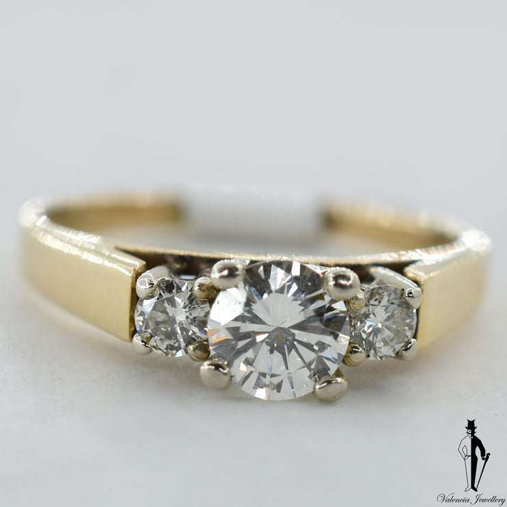 14K Yellow and White Gold VS1 Diamond (0.52 CT.) Three Stone Engagement Ring