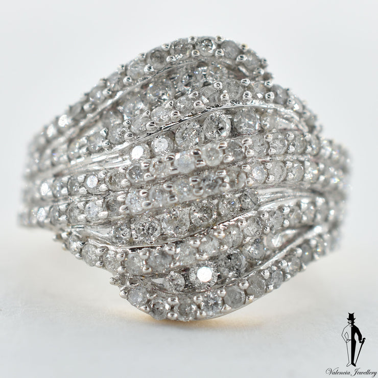 10K Yellow and White Gold I1-2 Diamond (0.70 CT.) Swirl Style Ring