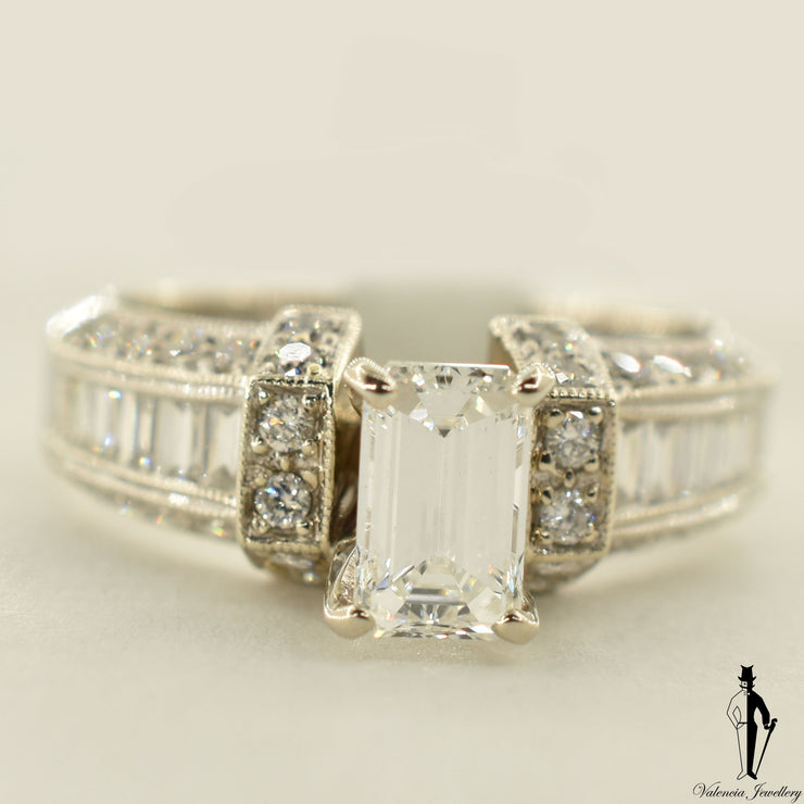 14K White Gold VS1 Diamond (1.03 CT.) Channel Setting Engagement Ring