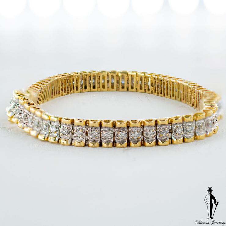 1.0 CT. (SI2) Diamond Ladies Bracelet in 10K Yellow and White Gold