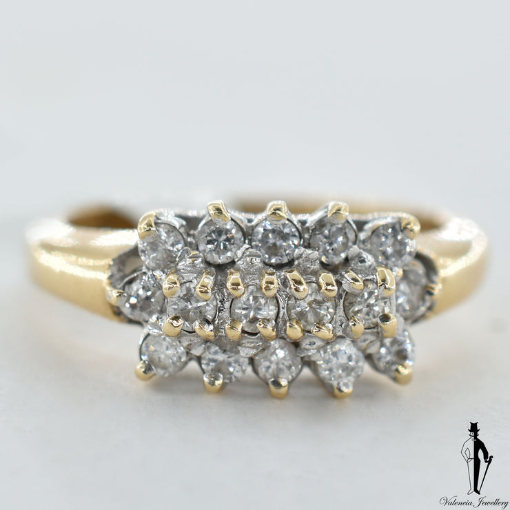 14K Yellow and White Gold SI2-I1 Diamond (0.45 CT.) Cluster Style Ring