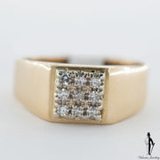 14K Yellow and White Gold Diamond (0.15 CT.) Square Shape Ring