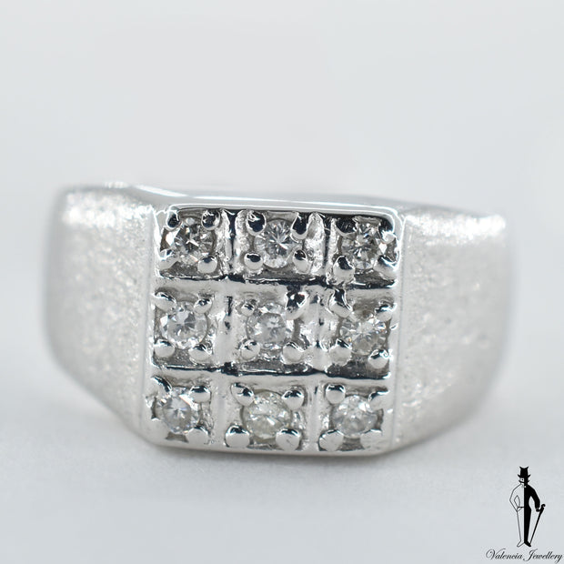 14K White Gold Diamond (0.20 CT.) Square Shape Ring