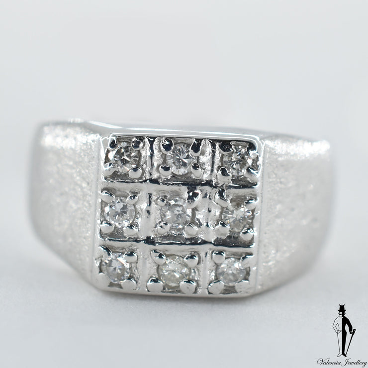14K White Gold Diamond (0.20 CT.) Square Shape Ring