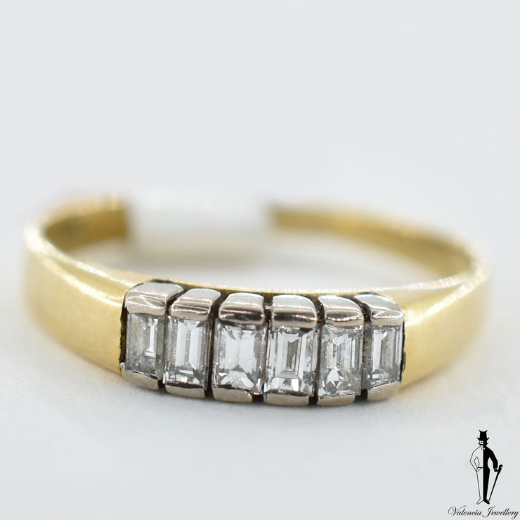 18K Yellow and White Gold VVS-VS Diamond (0.60 CT.) Half Bezel Set Ring