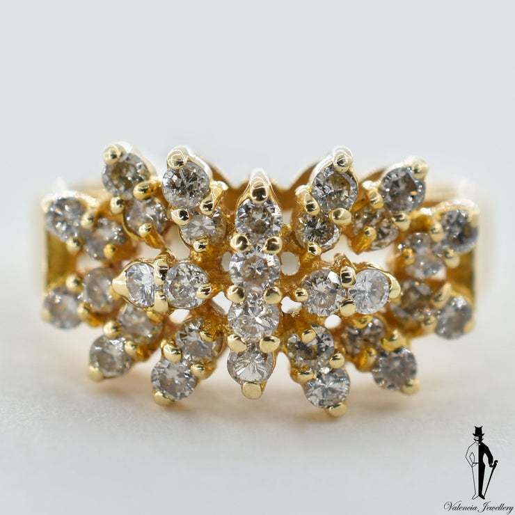 14K Yellow Gold SI2 Diamond (0.90 CT.) Cluster Style Ring