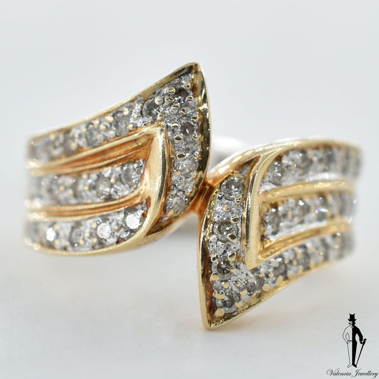 14K Yellow and White Gold SI2 Diamond (0.60 CT.) Swirl Style Ring