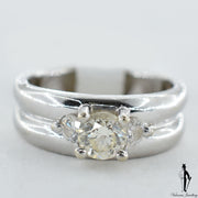 14K White Gold SI2-I1 Diamond (0.58 CT.) Three Stone Engagement Ring