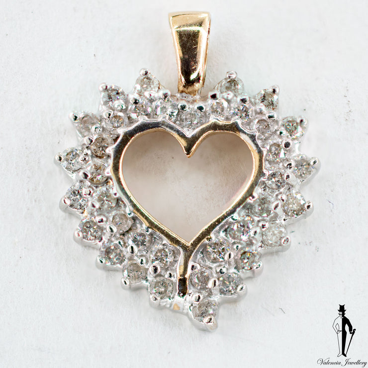 0.46 CT. (I2) Diamond Ladies Heart Pendant in 10K Yellow Gold