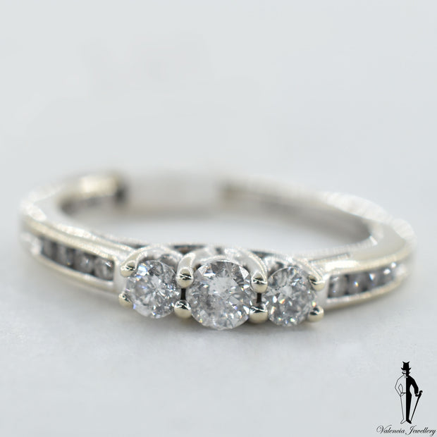 14K White Gold I1 Diamond (0.46 CT.) Three Stone Engagement Ring