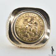 14K and 18K Yellow Gold Mexican Coin Custom Ring