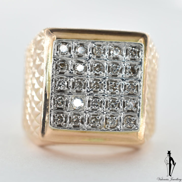 14K Rose and White Gold Diamond (0.35 CT.) Square Shape Ring