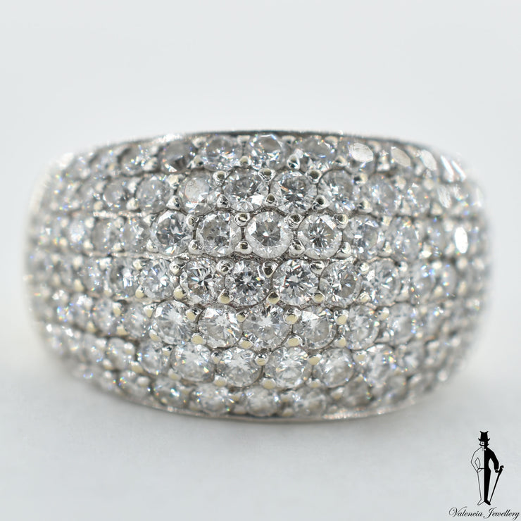 14K White Gold VS-SI Diamond (1.20 CT.) Dome Style Bead Set Ring
