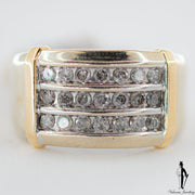 0.66 CT (I2) Diamond Gentlemen Ring in 10K Yellow and White Gold