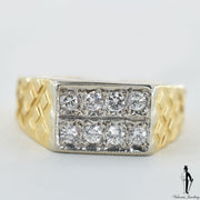 18K Yellow and White Gold Diamond (0.64 CT.) Hand Made Mens Ring