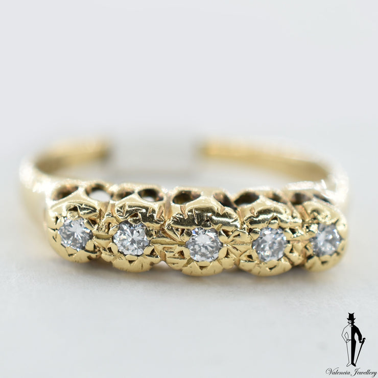 14K Yellow Gold VS1-2 Diamond (0.20 CT.) Victorian Antique Style Ring