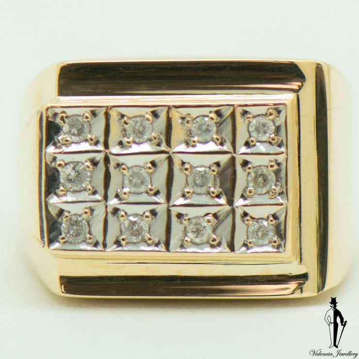 12K Yellow and White Gold Diamond (0.18 CT.) Custom Ring