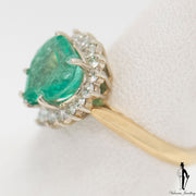3.7 CT. Emerald and 0.64 CT Diamond Ring in 18K Yellow and White Gold