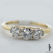 14K Yellow and White Gold SI1 Diamond (0.45 CT.) Three Stone Engagement Ring