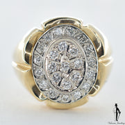 10K Yellow and White Gold Diamond (0.38 CT.) Oval Shaped Bead Set Ring