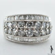 14K White Gold SI-I Diamond (2.18 CT.) Hand Fashioned Milligrain Patterned Ring