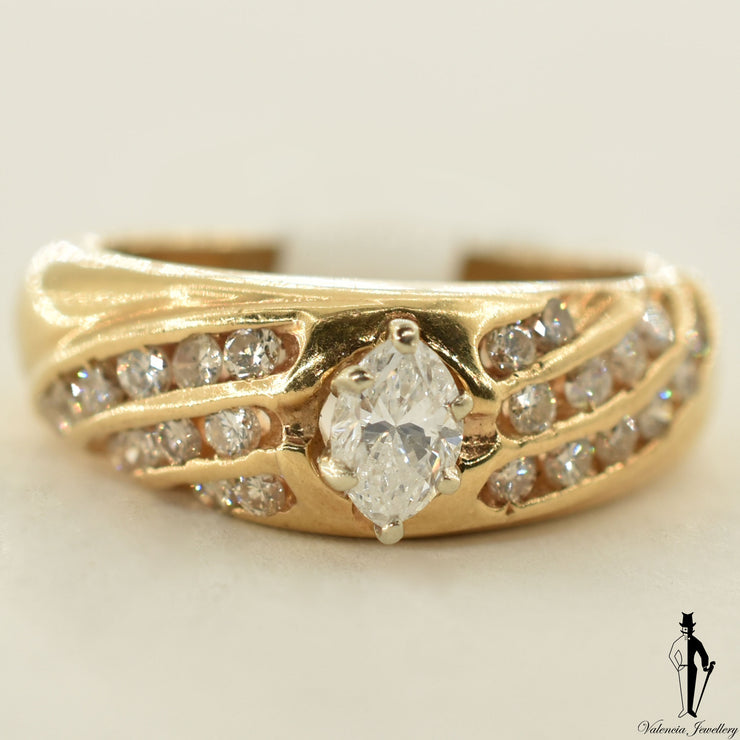 14K Yellow Gold SI1 Diamond (0.38 CT.) Channel Setting Engagement Ring