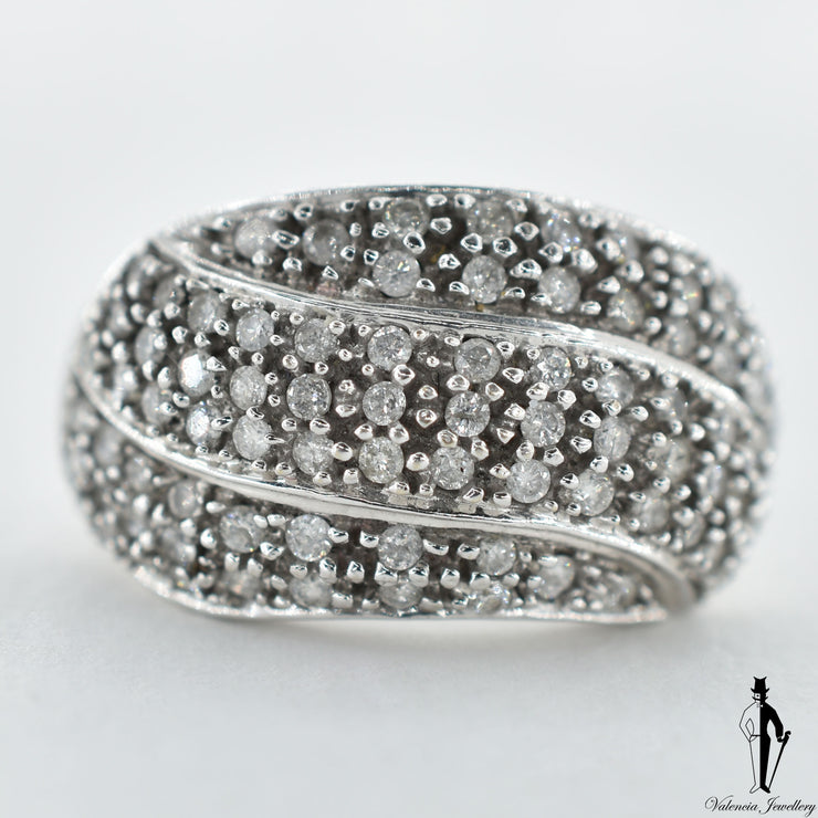 14K White Gold I1-2 Diamond (0.60 CT.) Swirl Style Dome Shape Ring