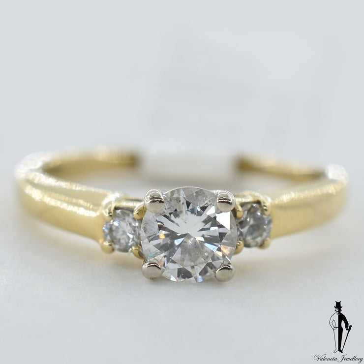 14K Yellow Gold SI2 Diamond (0.60 CT.) Three Stone Engagement Ring